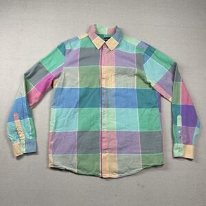 Vintage Gap Shirt Mens M Colorblock Linen Blend Button Up Spring Easter Pastelle